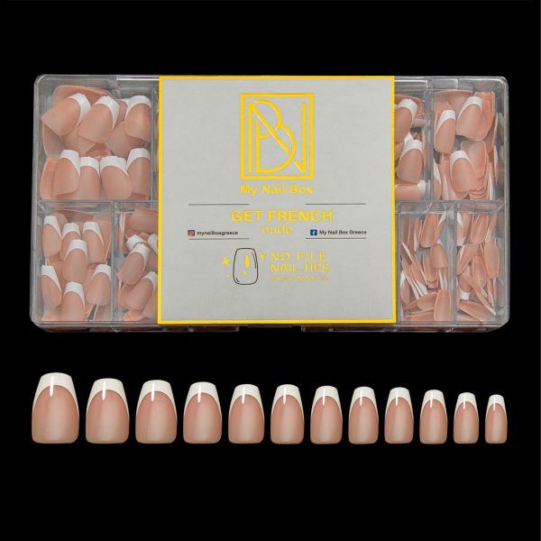 GET FRENCH COFFIN SHORT NUDE MY NAIL BOX GEL TIPS 1080
